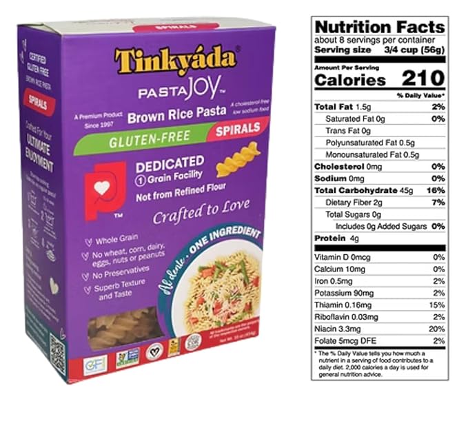 Tinkyada Gluten-Free Brown Rice Pasta Variety Pack 6 Pack – Spaghetti Spirals &amp Fusilli – Wheat-Free Pasta 16 oz Boxes