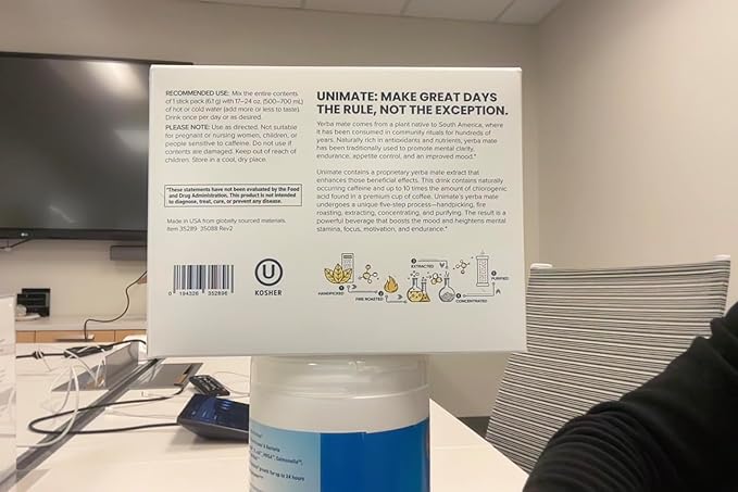 UNICITY UNIMATE LEMON GINGER STICK PACKS - Great Tasting - Ultra Concentrated Yerba Mate Drink Mix (30 Packets). Dietary Supplement. Healthy Alternative to Coffee and Energy Drinks (30-Day Supply)