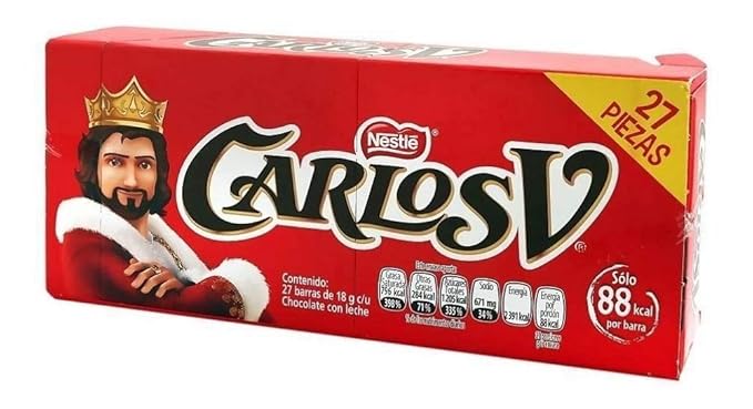 Carlos V Milk Chocolate 27 Pack 20g Each Authentic Mexican Candy with Free Chocolate Kinder Bar Included