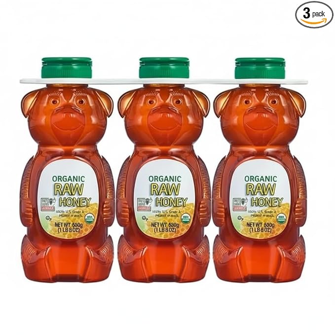 Raw Organic Honey Bear 24 oz 3 count Honey Bear Plastic Jar100% Grade AUSDA Organic 72 oz. Total Net Weight