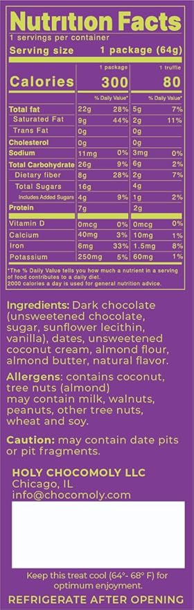 Almond Butter Chocolate Truffles | Low in Refined Sugar Made With Dates and Real Nut Butters | Healthy On-the-go Snack | 4 Truffles/Box 16 Truffles