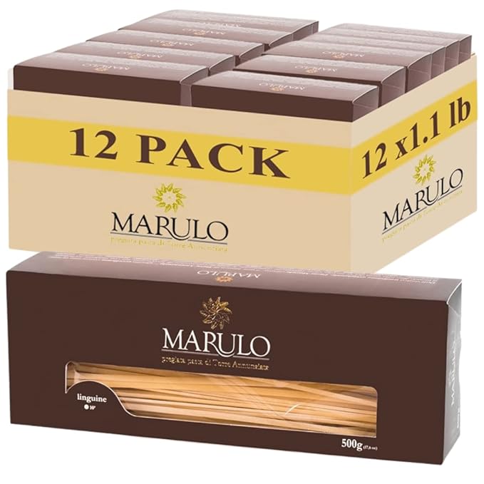 Marulo Organic Linguine (Pack of 12 1.1 lb Each) – USDA Certified Organic Italian Bronze-Die Cut Artisan Pasta Only 2 Ingredients Imported from Campania Italy | USDA Certified