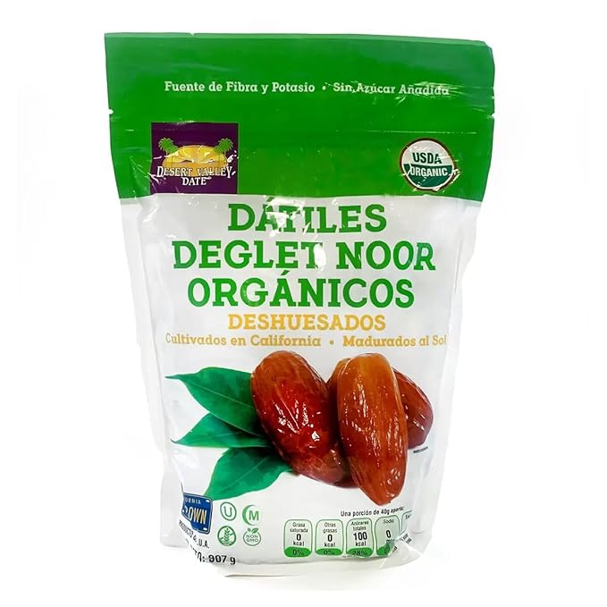 Desert Valley Date Datiles Deglet Noor Organic Boneless from California - 2 Bags of 32 oz