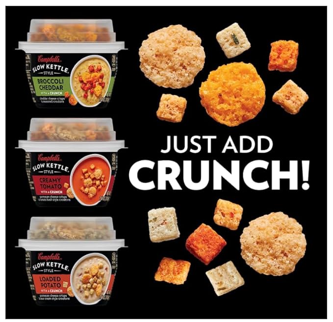 Slow Kettle Style Soup With A Crunch 7 Ounce Microwavable Cup + King Combo QR code (Broccoli Cheddar &amp Creamy Tomato (1 each))