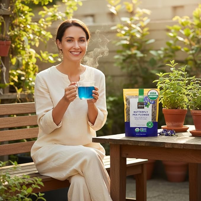 INCAS 100% USDA Organic Butterfly Pea Flower 8.82 oz (750+ Cups) DIRECT FROM SOURCE Thailand Non GMO Verified Dried Caffeine Free Gluten Free Vegan Rich in Antioxidants Free eBook (250Gram)