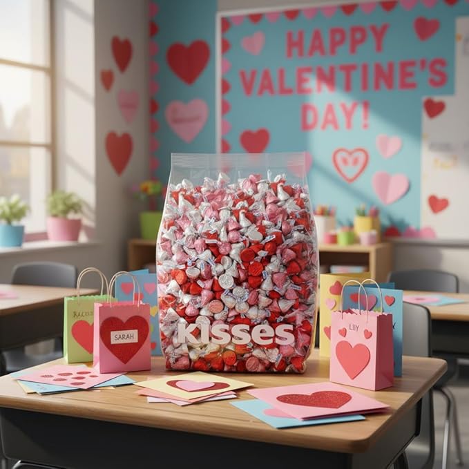 Valentines Day Kisses Candy Bulk 2lb – Valentines Candy Individually Wrapped Kisses Milk Chocolate for Valentines Gifts Party Favors Classroom Exchange &amp Sharing – Bulk Valentines Day Chocolate