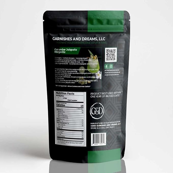 Garnishes &amp Dreams Dehydrated &amp Dried Cucumber Chips (5oz) – Natural Vegetable Garnish for Cocktails Mixology Culinary Dishes &amp Infused Water No Sugar Added Healthy Snack