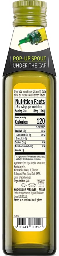 Zeta Extra Virgin Olive Oil with Lemon 8.5fl oz. Pack of 3