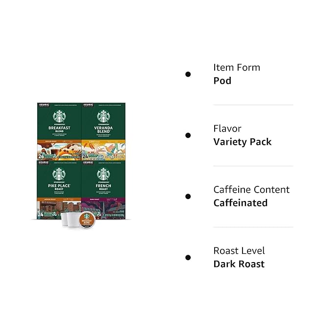 Starbucks K-Cup Coffee Pods Starbucks Blonde Medium and Dark Roast Hot or Iced Coffee Variety Pack 96 Keurig Pods
