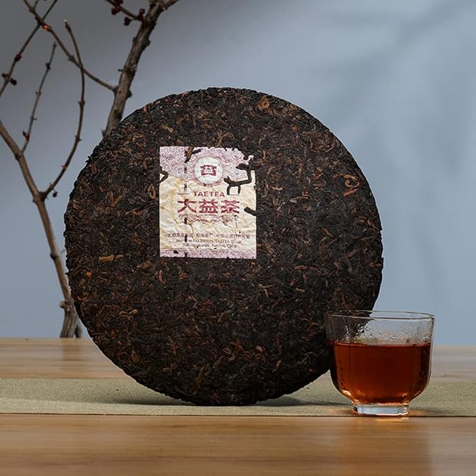 TAETEA Ripe PUER Tea Cake (140 Cups) Aged Fermented Puerh Pu erh Tea Black Tea for Daily Drink and Gift (357g/12.59oz)