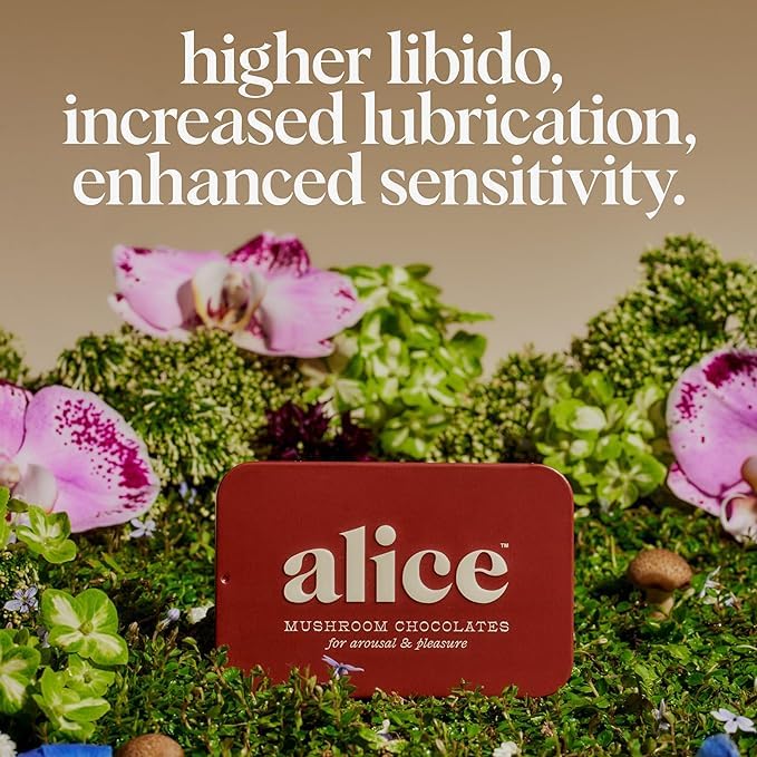 Alice Mushrooms Happy Ending 2-Pack | Sensual Mushroom Chocolates | Improves Mood Performance Vitality Energy and Engagement | Cordyceps Ashwaganda Cayenne Cinnamon