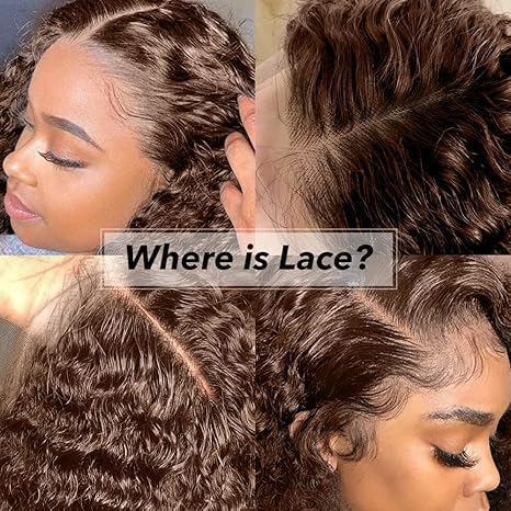 250% Density 32 Inch 13x6 FULL SKINLIKE HD Chocolate Brown Deep Curly lace front wigs Pre Plucked Real 0.10mm Ultra-thin Invisible Water Wave HD Lace Front Wigs Human Hair Small Knots Full Virgin Hair