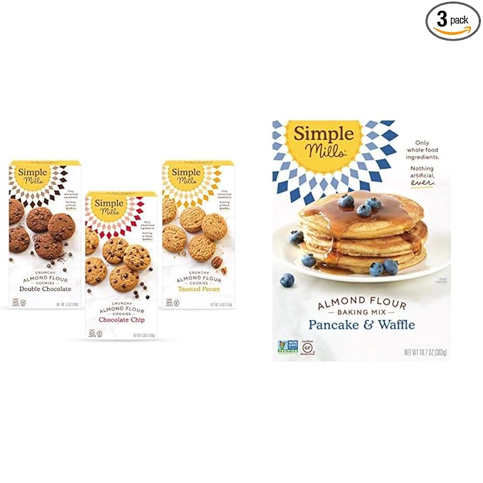 Simple Mills Almond Flour Cookies and Pancake &amp Waffle Mix Bundle - Gluten Free Plant Based