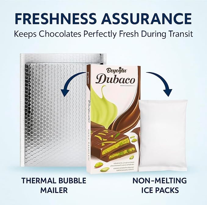 Beyoglu Dubai Chocolate Bar Premium Pistachio Kataifi Milk Chocolate with Crispy Layers. Ships in Cold Thermal Bubble Mailer with Dry Ice Pack. (200 Grams)