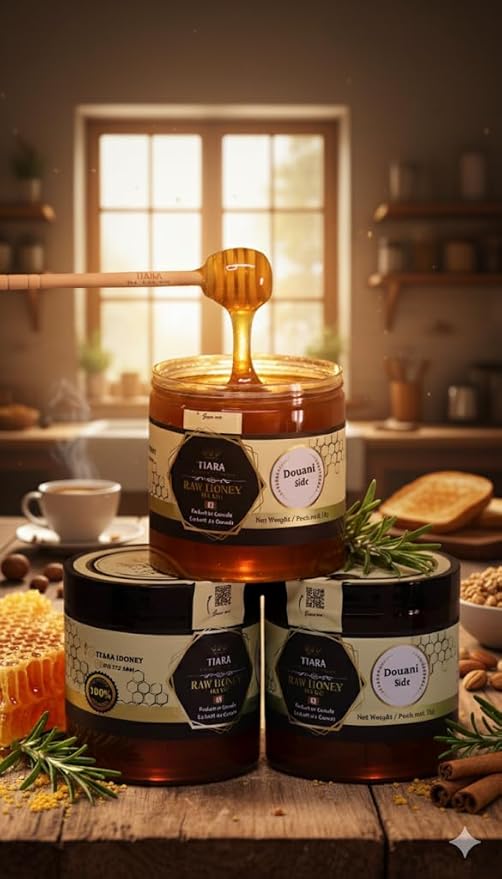 TIARA Yemeni Douani Sidr Honey – 100% Raw Pure &amp Natural CFIA Certified Unpasteurized Packed in Canada Premium Quality – 33.5 Fl Oz 950g + Free Honey Dipper Gift