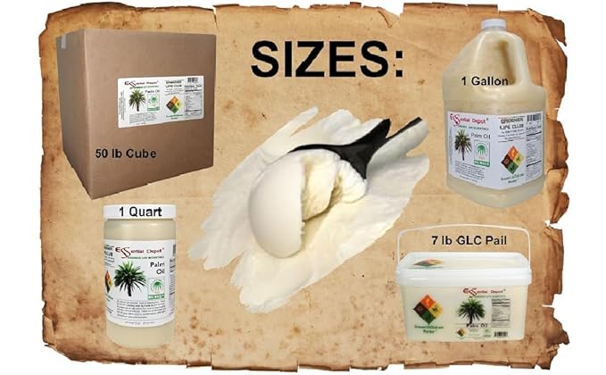 Essential Depot Palm Oil - RSPO Certified - Sustainable - Food Grade - Kosher - Not Hydrogenated - 1 Gallon - Safety Sealed HDPE Container with Resealable Cap