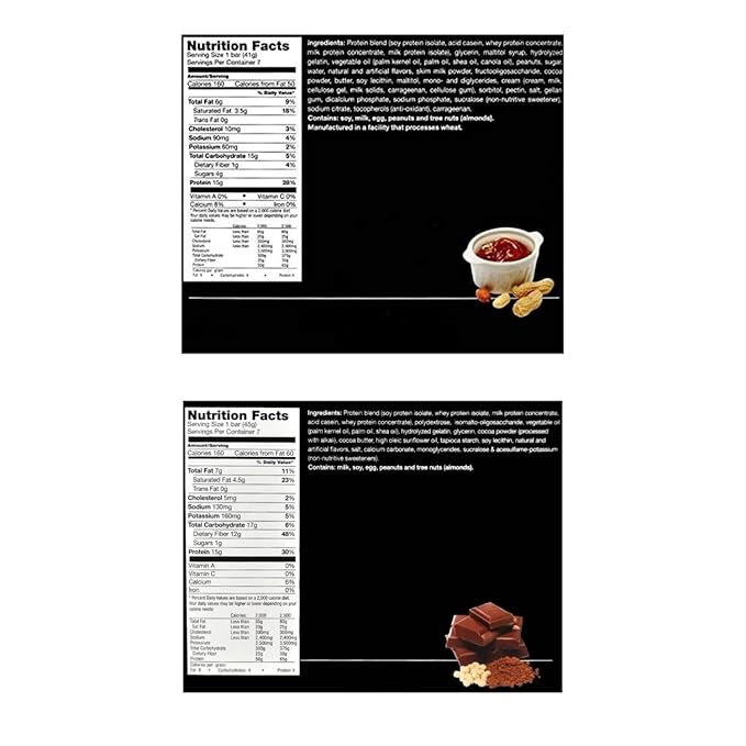 PROTIFIT - Low Calorie Caramel Nut &amp Chocolate Crisp Protein Bar 2 Pack High Protein 15g Protein Low Carb Low Sugar Ideal Protein Compatible 7 Servings Per Box (2 Pack)