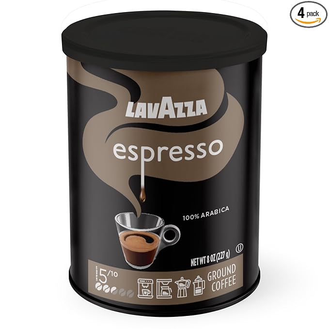 Lavazza Espresso Ground Coffee Medium Roast 100% Arabica 8 oz Tin (Pack of 4)