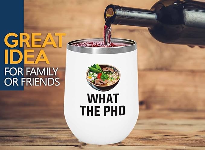 Ramen Lover White Edition Wine Tumbler 12oz - What the pho - Food Lovers chicken pumpkin vegan pantry spicy noodles