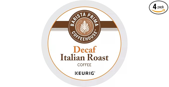 Barista Prima Coffeehouse Dark Roast Extra Bold K-Cup for Keurig Brewers Decaf Italian Roast Coffee4 pack of 24 cups each (96 count)