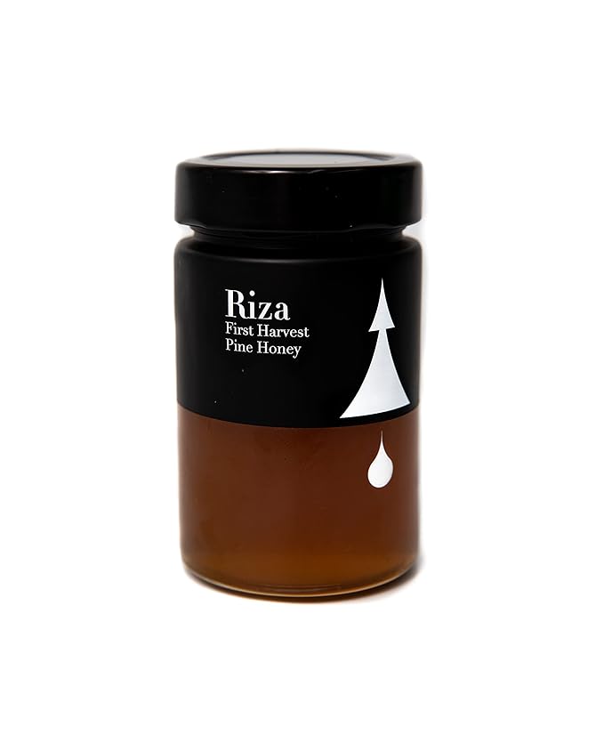 Riza's Greek First Harvest Pine tree honey Raw &amp Unfiltered Limited production naturally low in sugar ( 8.8 oz 250 gr)