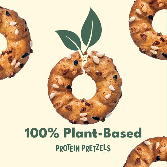 CRISP POWER Protein Pretzels Everything 28G Protein High Protein Snack High Fiber Low Carb Crunchy Pretzel Snacks No Added Sugar 1.75 oz Bags 6 Pack Vegan Keto