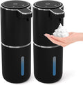2 Pack Automatic Foaming Soap DispenserTouchless Foam Soap Dispenser12.8oz Rechargeabled Wall Mounted Smart for Bathroom and Kitchen Dish SoapEasy for Toddlers(Black)