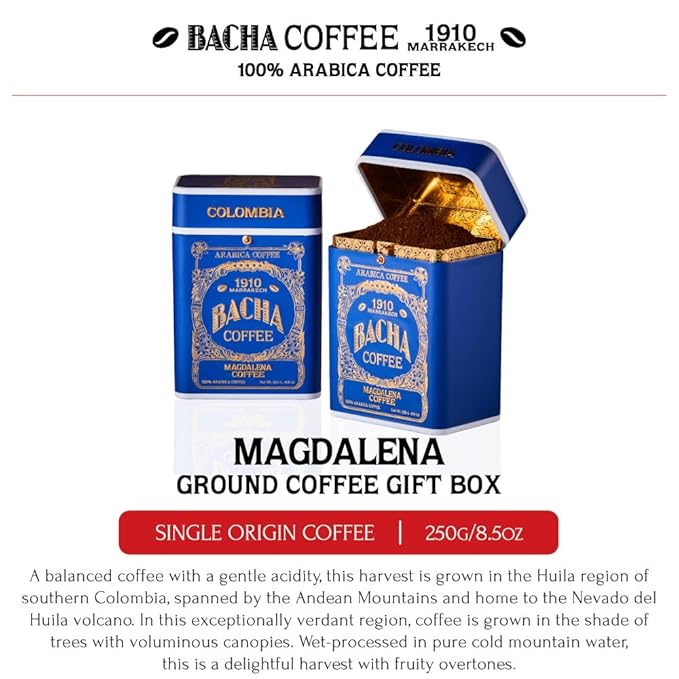 Bacha Coffee | Magdalena Single Origin Ground Beans Medium Roast 100% Arabica Specialty Coffee 250g Signature Nomad Collection Gift Box