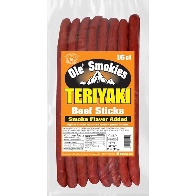 Buffalo Bills Teriyaki Ole' Smokies 16-ct Bulk 9-Inch Beef Sticks (two 1-lb bags)