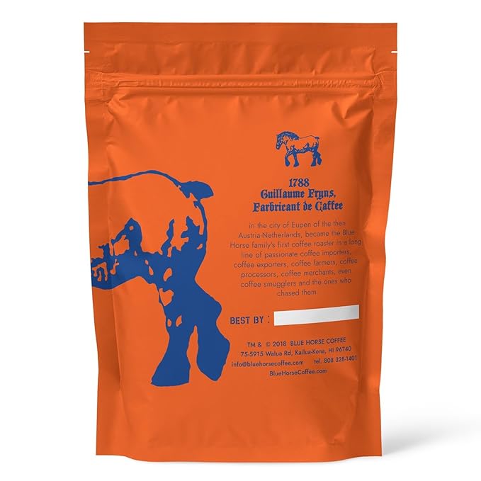 Blue Horse 'Gentle Giant' Hawaiian Roast Arabica Whole Beans Blend (20% Kona) Medium Roast 2.2 Lbs (35 oz)