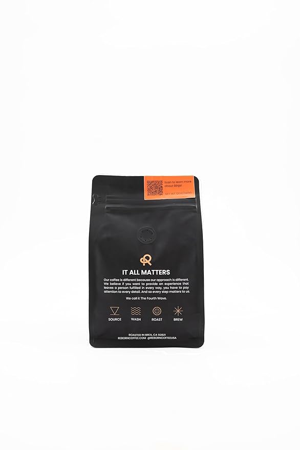 Reborn Coffee Specialty Whole Bean Coffee Light-Medium Roast 12 Ounce Ethiopia Abana Estate Ginjo Notes of Citrus Blossom Honeysuckle Watermelon and Nectarine