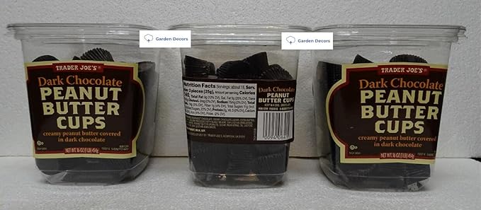 Trader Joe's Dark Chocolate Peanut Butter Cups Container 16oz 454g (Three Containers)