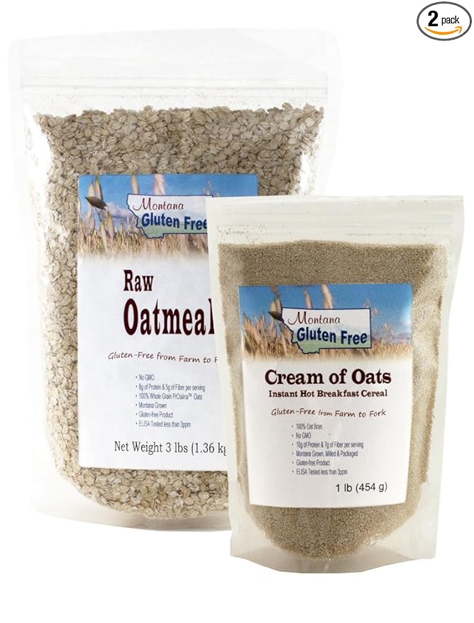 Gluten Free Raw Oatmeal 3lb and Cream of Oats 1lb - Combo Pack