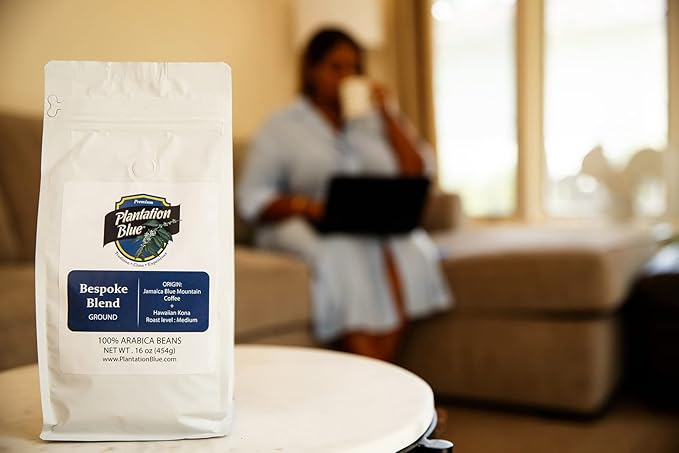 PREMIUM PLANTATION BLUE TRADITION CLASS EXPERIENCE Bespoke Blend of Blue Mountain &amp Kona Coffee Ground (1lb)