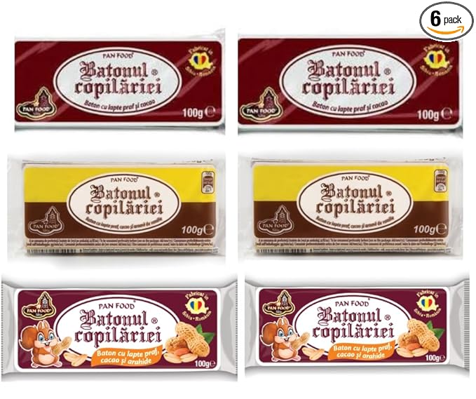 Romanian Retro Sweets - Batonul Copilariei Childhood Chocolate Bar with Milk Cocoa and Vanilla Flavor