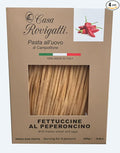 Fettuccine with Chilli Pepper Egg Gourmet Pasta (Pack of 4) - Italian Fettuccine Al Pepperoncino Pasta Di Campofilone- Imported Italian Egg Pasta- 8.8 ounces / 250 grams