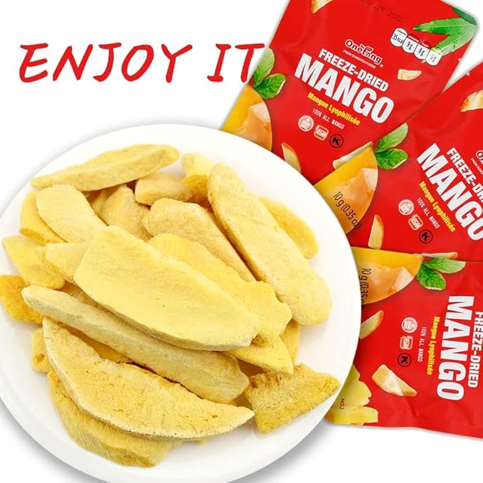 ONETANG Freeze-Dried Fruit Mango Chips 10 Pack Single-Serve Pack Non GMO Kosher No Add Sugar Gluten free Vegan Holiday Gifts Healthy Snack 0.35 Ounce