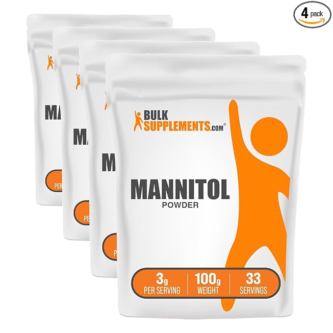 BulkSupplements.com Mannitol Powder - Mannitol Sweetener Sugar Substitute Mannitol Supplement Natural &amp Gluten Free 3g per Servings 100g (3.5 oz) (Pack of 4)