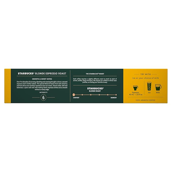 Starbucks by Nespresso Vertuo Blonde Roast Espresso 50-count Espresso Pods Brews 1.35 oz.