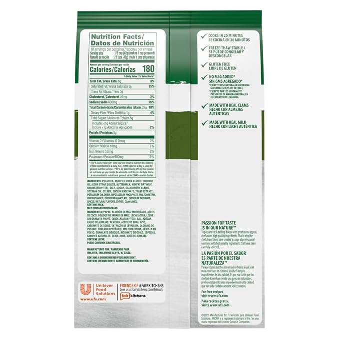 Knorr Professional Soup du Jour New England Clam Chowder Soup Mix No added MSG 0g Trans Fat per Serving Just Add Water 27 oz Pack of 4