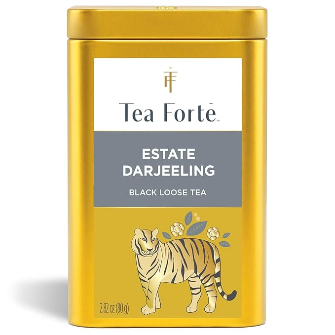 Tea Forte Estate Darjeeling Premium Loose Leaf Caffeinated Black Tea Blend Canister Makes 35-50 Cups