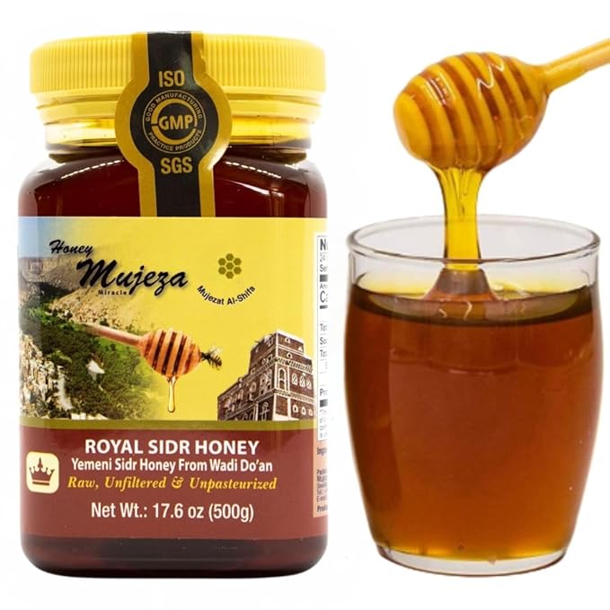 Authentic Yemen Douani Sidr Honey - Raw Royal Honey Supports Mental Health Memory and Cognition 100% Natural Raw Liquid Honey Gluten Free (500g/ 17.6 oz)