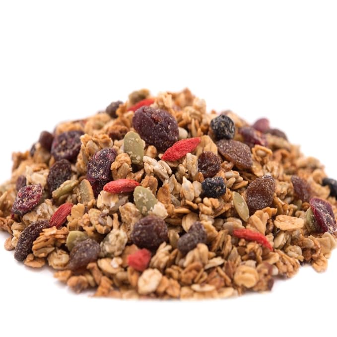 Gerbs Super 5 Fruit Granola 2 LBS - Top 14 Food Allergy Free &amp Non GMO - Unsulfured &amp Keto Safe - Cranberry Blueberry Goji Berry Cherry Raisin