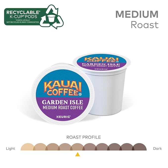 Kauai Coffee Garden Isle Medium Roast - Compatible with Keurig K-Cup Brewers 10 CT (Pack of 2)