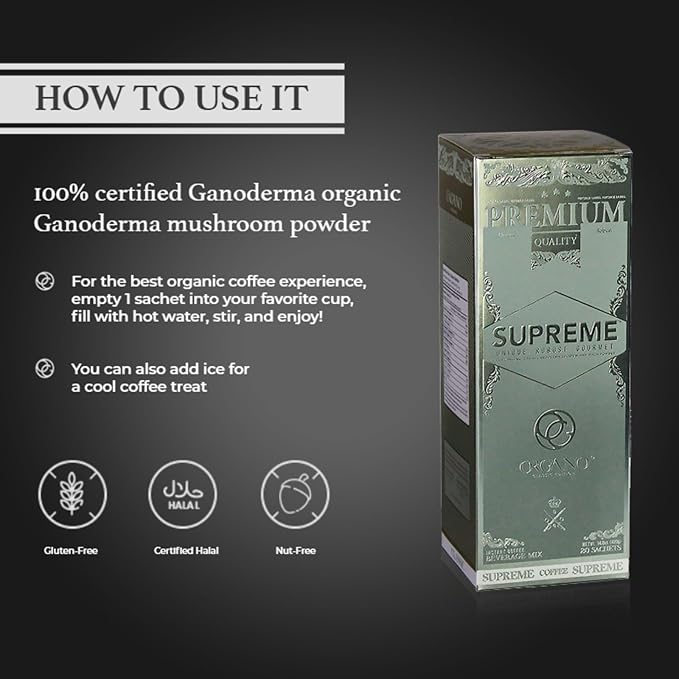 ORGANO Cafe Supreme 100% Ganoderma Lucidum with Ginseng (20 Sachets)