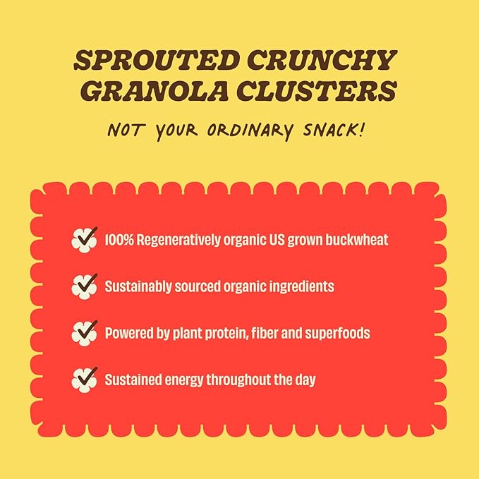 Clusterbucks Superfood Clusters – Grain-Free Keto-Friendly Snack Bites with Regeneratively Grown Sprouted Buckwheat– Gluten-Free Low-Carb Organic Healthy Snack (3-Pack Hot Honey)
