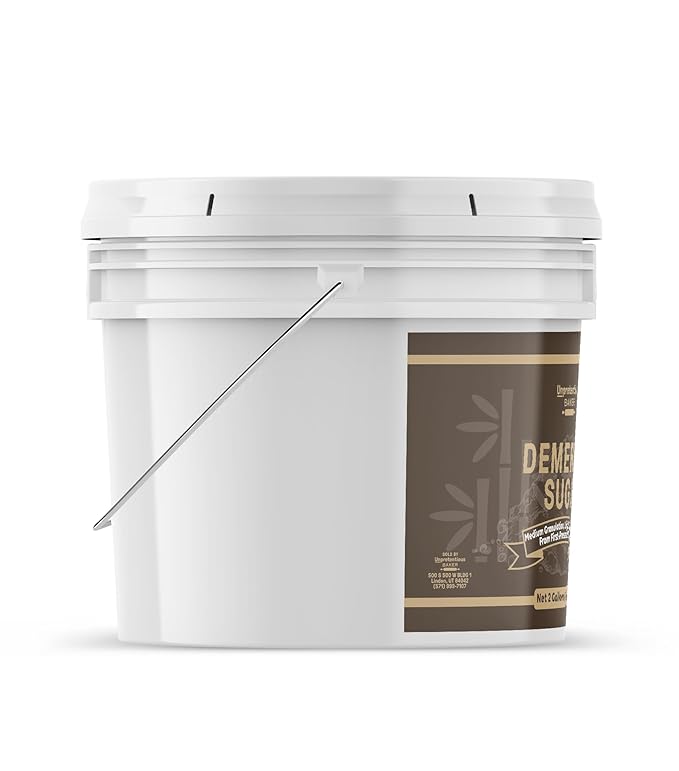 Unpretentious Demerara Sugar 2 Gallon Bucket Raw First-Pressed Sugarcane Crystals For Drinks &amp Baking (2 Gallon Bucket)