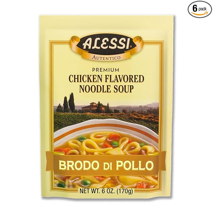 Alessi Autentico Premium Soups Traditional Flavors 6oz (Chicken Noodle Pack of 6)