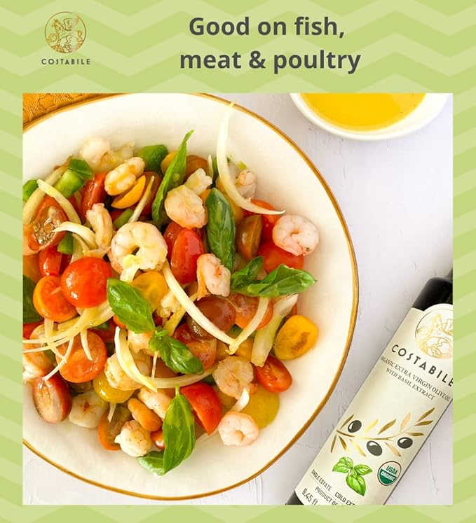 Basil infused &amp Lemon Infused Extra Virgin Olive Oil. All-natural olive oils. 100% Italian. COSTABILE