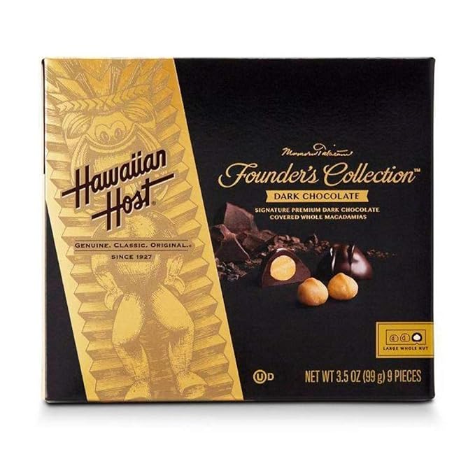 HAWAIIAN HOST CHOCOLATES Dark Chocolate Macadamia Nuts 3.5-Ounce Boxes (Pack of 4)